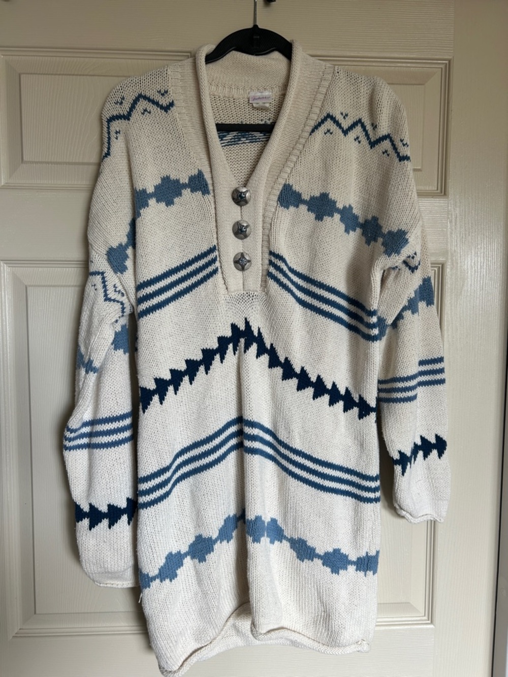 Frederick's of Hollywood white and blue knit dress.  Would be a cool upcycle!!!